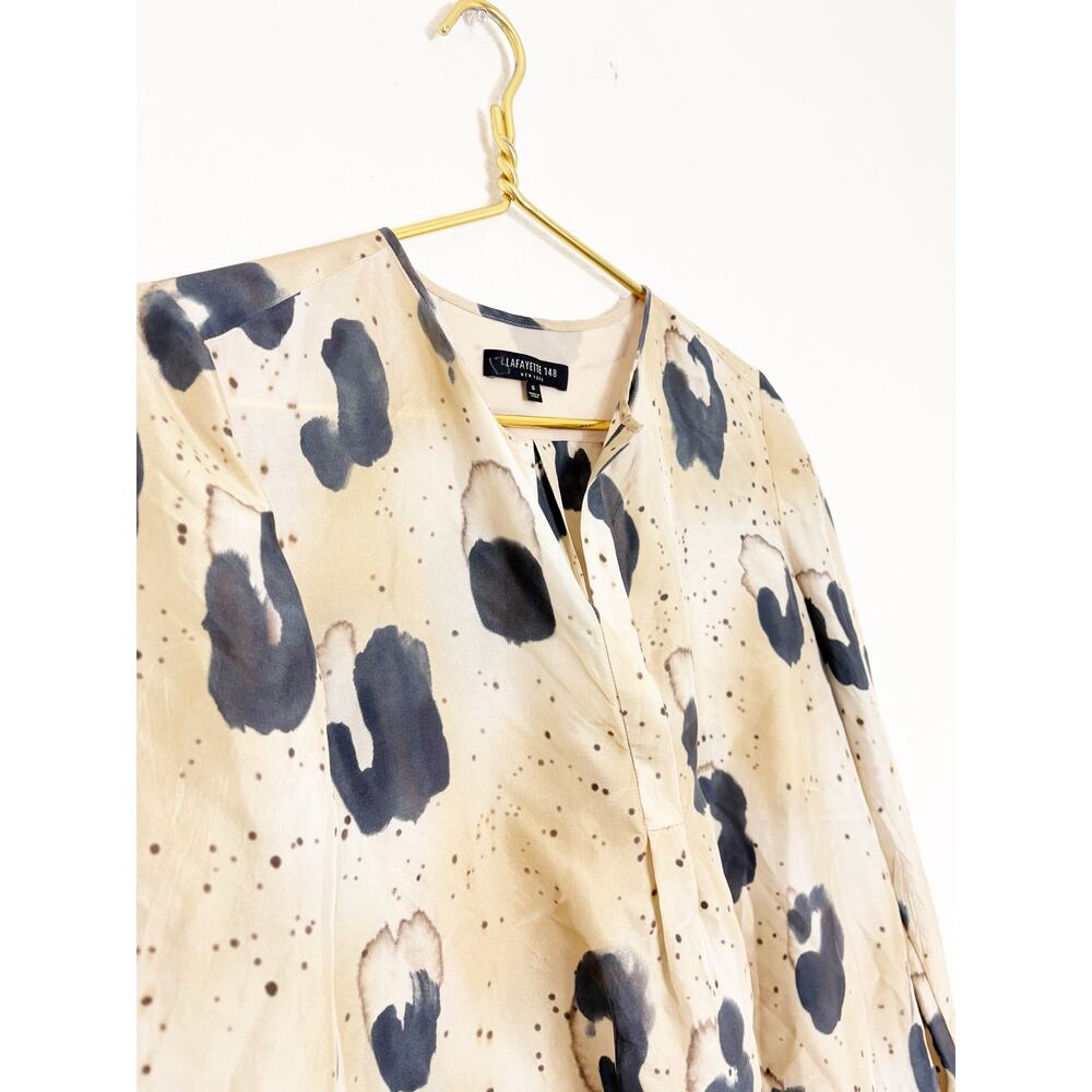 Lafayette 148 Libby Split Neck Printed Blouse Cha… - image 7